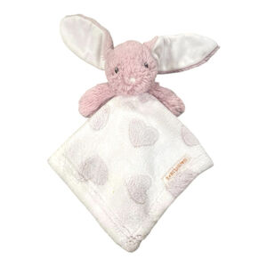 Blankets & Beyond Dusty Rose Bunny Rabbit Hearts Lovey Plush Security Blanket